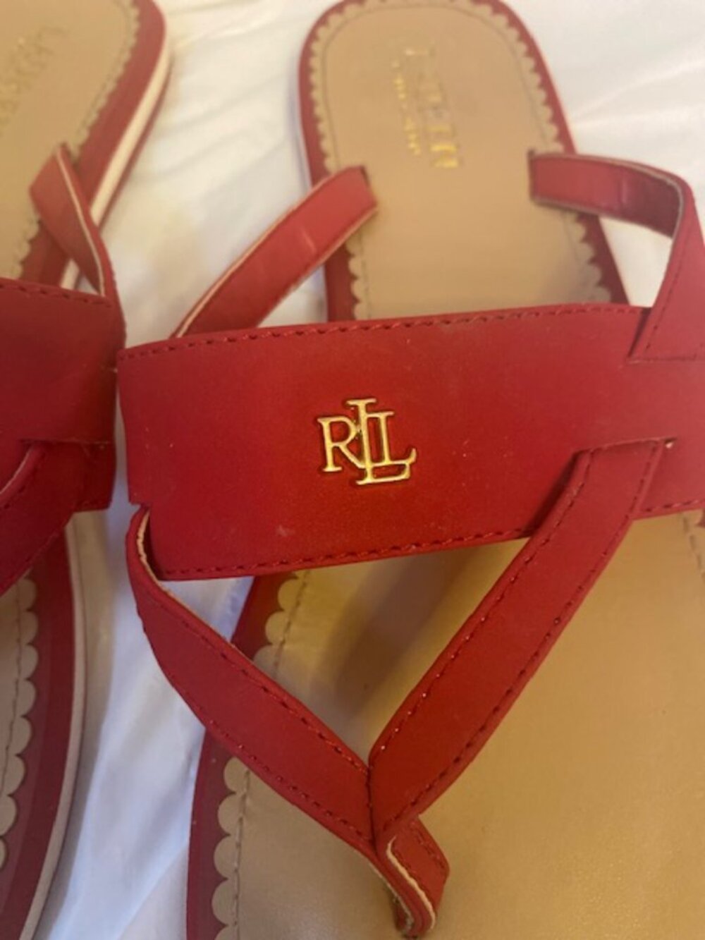 Lauren Ralph Lauren Women's Rosalind Thong Sandals in red, Size 11B - Picture 6 of 6